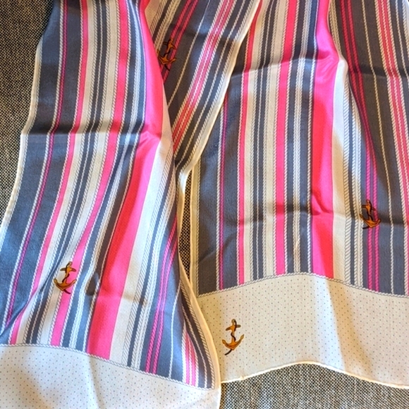 Baar & Beards, Inc. Accessories - Vintage Silk Hot Pink Nautical Scarf Gold Anchors